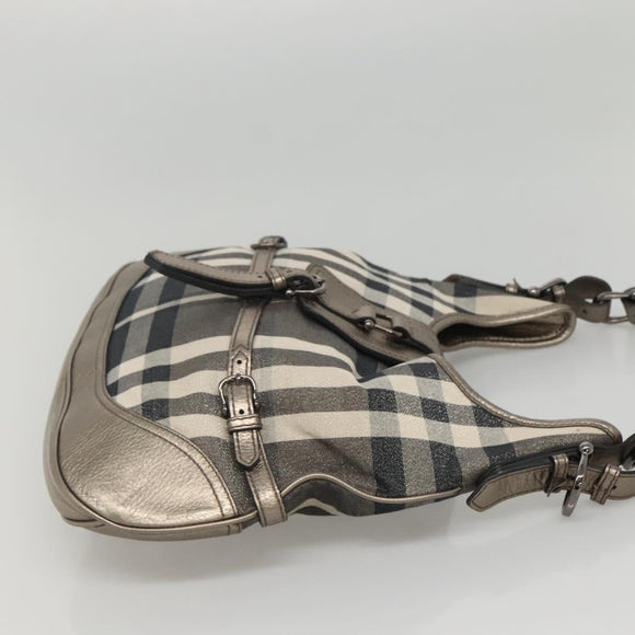 BURBERRY Nova Check Shoulder Bag Canvas Gray Auth 117804