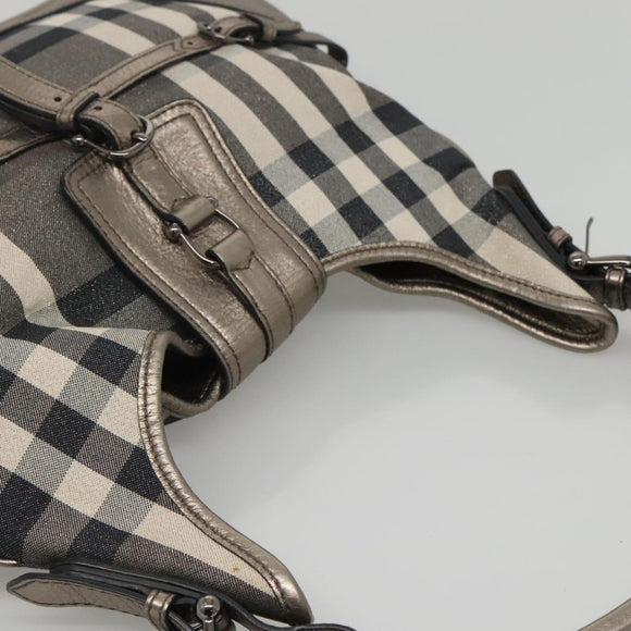 BURBERRY Nova Check Shoulder Bag Canvas Gray Auth 117804