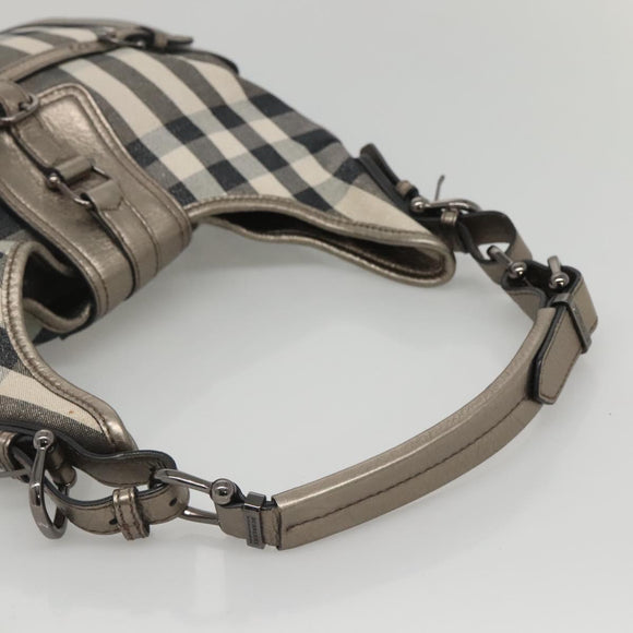 BURBERRY Nova Check Shoulder Bag Canvas Gray Auth 117804