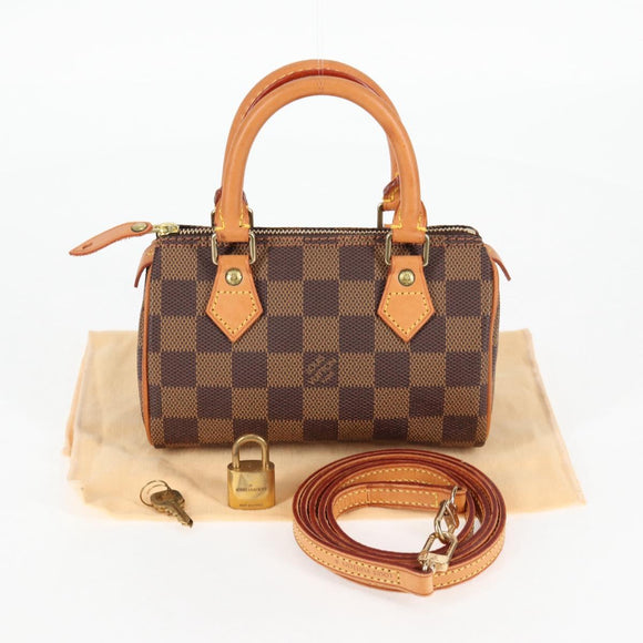 LOUIS VUITTON Damier Ebene Mini Speedy Hand Bag SPO N41536 LV Auth 117814SM