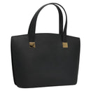 CELINE Hand Bag Leather Navy Gold Auth 117832-1