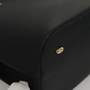 CELINE Hand Bag Leather Navy Gold Auth 117832-14