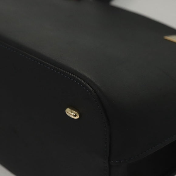 CELINE Hand Bag Leather Navy Gold Auth 117832