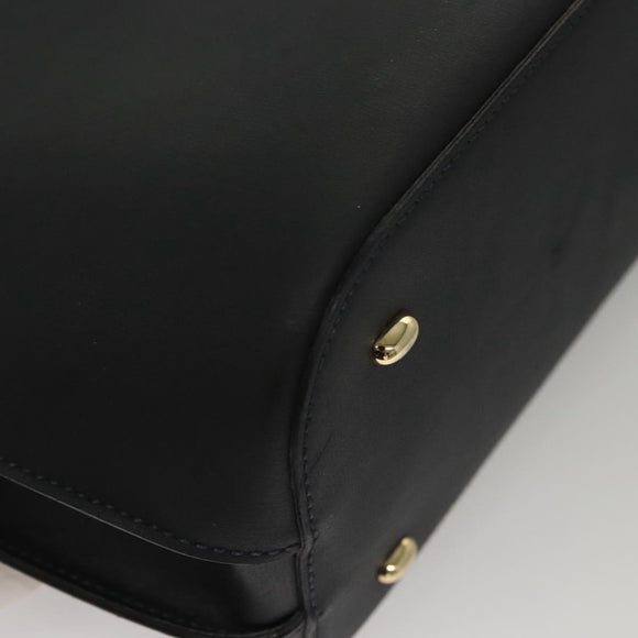 CELINE Hand Bag Leather Navy Gold Auth 117832