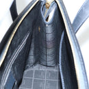 CELINE Hand Bag Leather Navy Gold Auth 117832-19