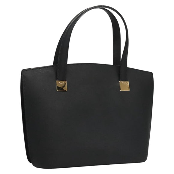 CELINE Hand Bag Leather Navy Gold Auth 117832