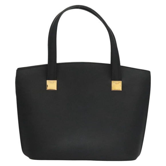 CELINE Hand Bag Leather Navy Gold Auth 117832