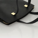 CELINE Hand Bag Leather Navy Gold Auth 117832-6