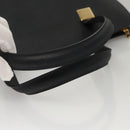 CELINE Hand Bag Leather Navy Gold Auth 117832-7