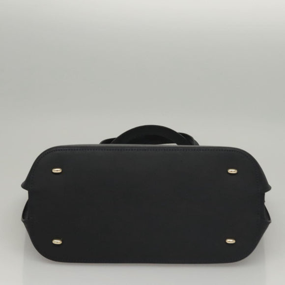 CELINE Hand Bag Leather Navy Gold Auth 117832