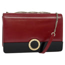 BVLGARI Chain Shoulder Bag Leather Red Auth 117840-1