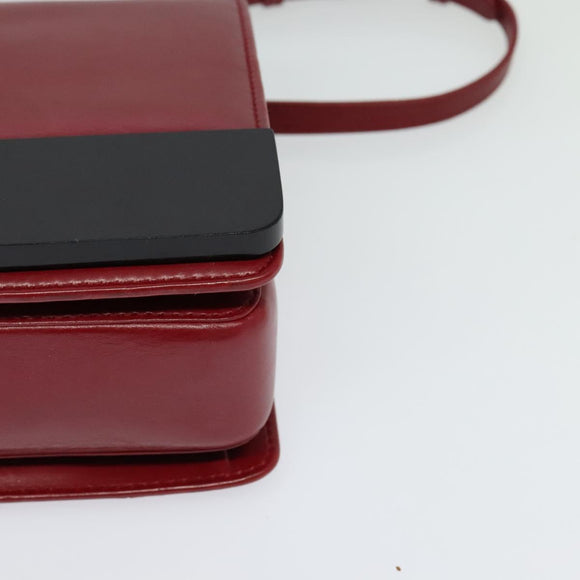 BVLGARI Chain Shoulder Bag Leather Red Auth 117840