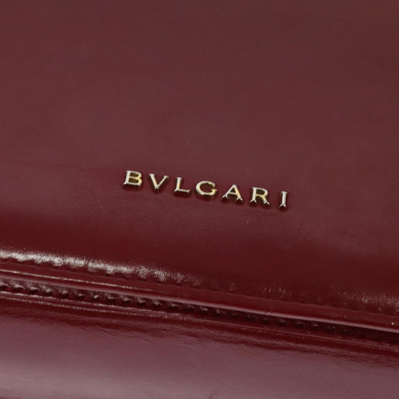 BVLGARI Chain Shoulder Bag Leather Red Auth 117840