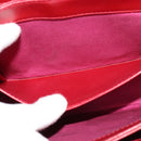 BVLGARI Chain Shoulder Bag Leather Red Auth 117840-25