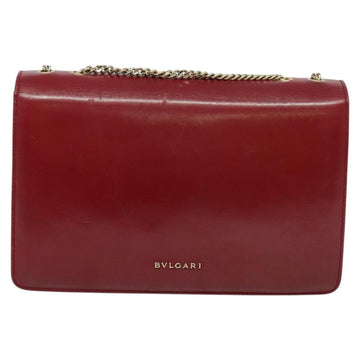 BVLGARI Chain Shoulder Bag Leather Red Auth 117840 - 0