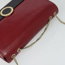 BVLGARI Chain Shoulder Bag Leather Red Auth 117840-6