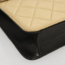 CHANEL Hand Bag Lamb Skin Beige CC Auth 117841-15