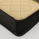 CHANEL Hand Bag Lamb Skin Beige CC Auth 117841-16