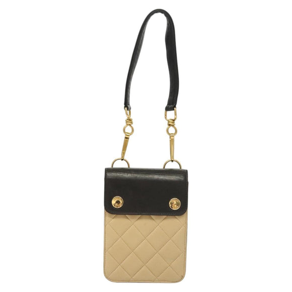 CHANEL Handtas Lamshuid Beige CC Auth 117841