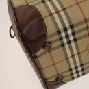 Burberrys Nova Check Boston Bag PVC 2way Beige Gold Auth 117842-14