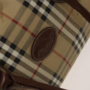 Burberrys Nova Check Boston Bag PVC 2way Beige Gold Auth 117842-17