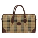 Burberrys Nova Check Boston Bag PVC 2way Beige Gold Auth 117842-13