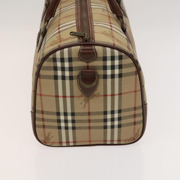 Burberrys Nova Check Boston Bag PVC 2way Beige Gold Auth 117842