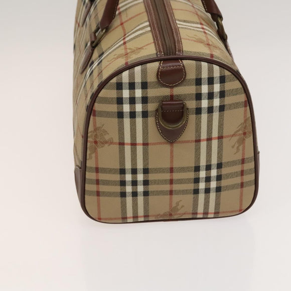 Burberrys Nova Check Boston Bag PVC 2way Beige Gold Auth 117842