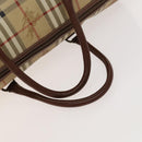 Burberrys Nova Check Boston Bag PVC 2way Beige Gold Auth 117842-7