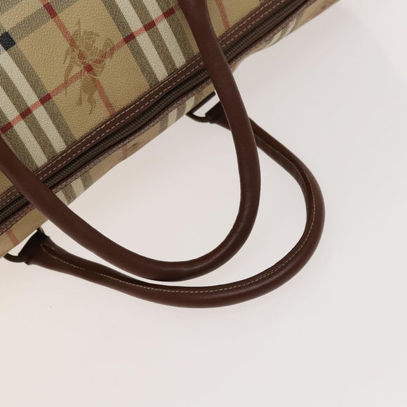 Burberrys Nova Check Boston Bag PVC 2way Beige Gold Auth 117842