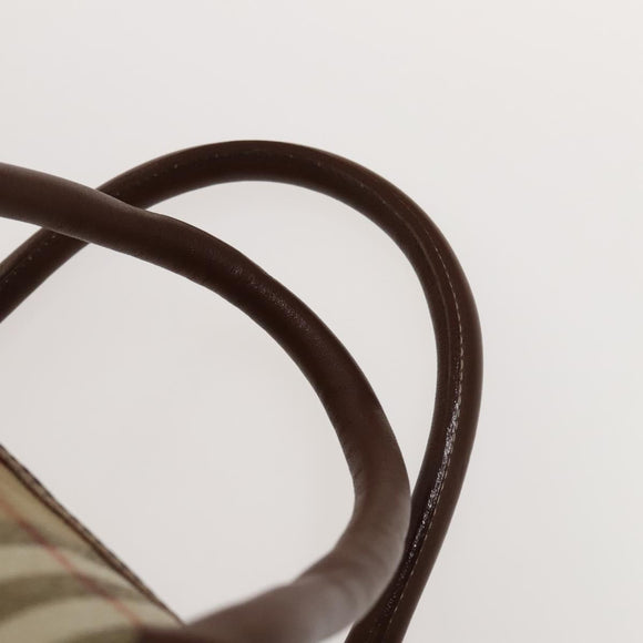 Burberrys Nova Check Boston Bag PVC 2way Beige Gold Auth 117842