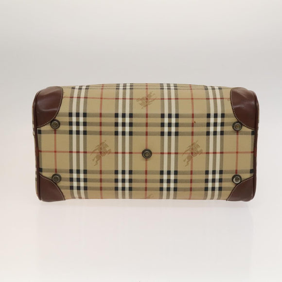 Burberrys Nova Check Boston Bag PVC 2way Beige Gold Auth 117842