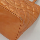 CHANEL Standard Tote Bag Patent leather Beige CC Auth 117843-9