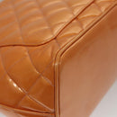 CHANEL Standard Tote Bag Patent leather Beige CC Auth 117843-15