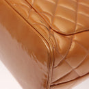 CHANEL Standard Tote Bag Patent leather Beige CC Auth 117843-16
