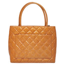 CHANEL Standard Tote Bag Patent leather Beige CC Auth 117843-2