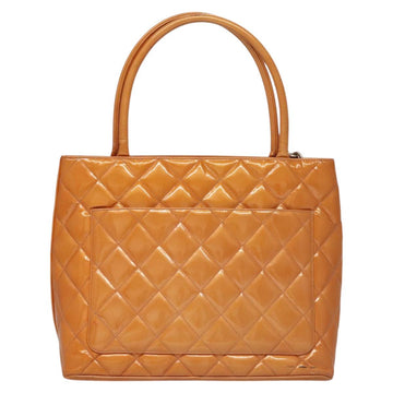 CHANEL Standard Tote Bag Patent leather Beige CC Auth 117843 - 0