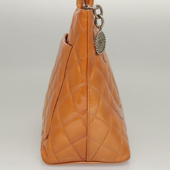 CHANEL Standard Tote Bag Patent leather Beige CC Auth 117843