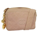 CHANEL Matelasse Shoulder Bag Lamb Skin Pink CC Auth 117845-1