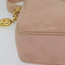 CHANEL Matelasse Shoulder Bag Lamb Skin Pink CC Auth 117845-15