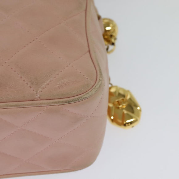 CHANEL Matelasse Shoulder Bag Lamb Skin Pink CC Auth 117845