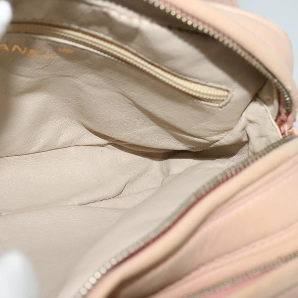 CHANEL Matelasse Shoulder Bag Lamb Skin Pink CC Auth 117845