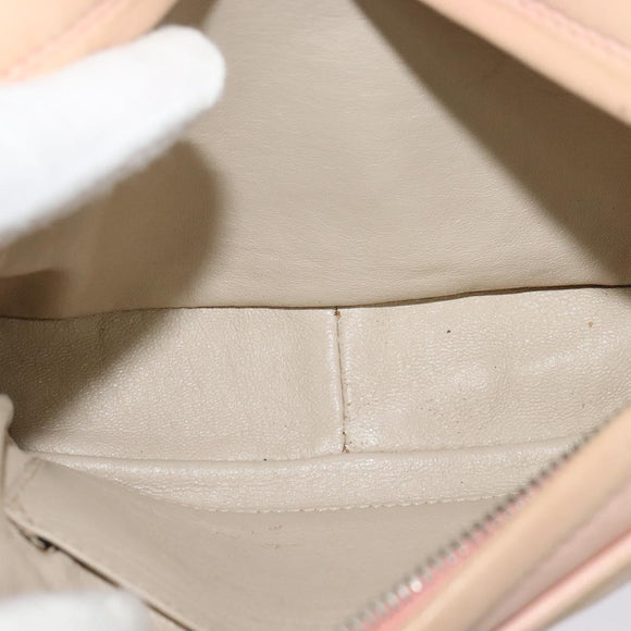 CHANEL Matelasse Shoulder Bag Lamb Skin Pink CC Auth 117845