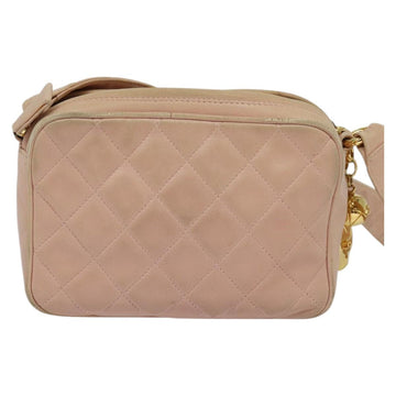 CHANEL Matelasse Shoulder Bag Lamb Skin Pink CC Auth 117845 - 0
