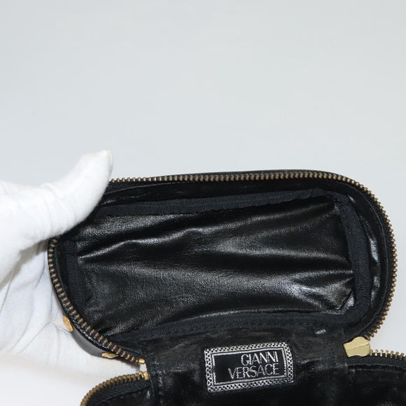 Gianni Versace Vanity Pouch Canvas Multicolor Gold Auth 117852