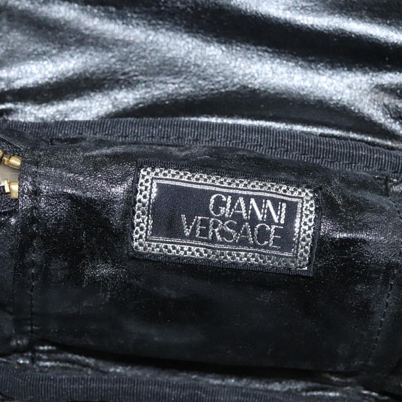 Gianni Versace Vanity Pouch Canvas Multicolor Gold Auth 117852