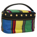 Gianni Versace Vanity Pouch Canvas Multicolor Gold Auth 117852-1
