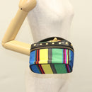 Gianni Versace Vanity Pouch Canvas Multicolor Gold Auth 117852-20