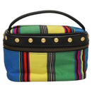 Gianni Versace Vanity Pouch Canvas Multicolor Gold Auth 117852-13