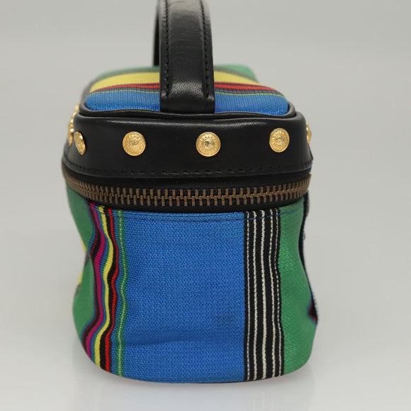 Gianni Versace Vanity Pouch Canvas Multicolor Gold Auth 117852
